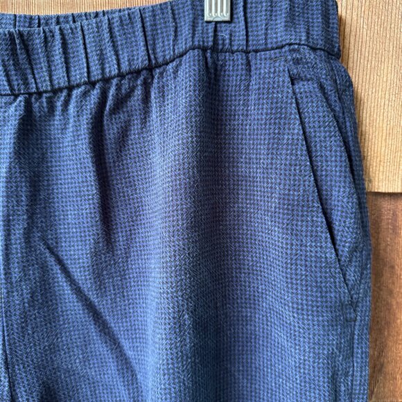 EUC Eileen Fisher Navy/Black Check Elastic Waist Cropped Wide Leg Pants - Large - Picture 8 of 11